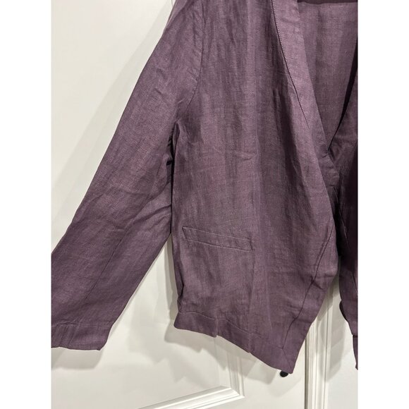 Coldwater Creek NWT Plum Linen Open-Front Cardigan Blazer Jacket Sz PXL - Picture 4 of 11